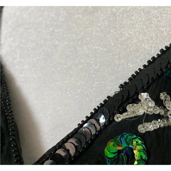 Jean for Joseph Le Bon Silk Sequin Beaded Dress Long Sleeve Evening Wear Vtg L - Picture 7 of 11